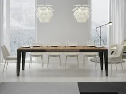 Mesa de comedor extensible evolución Flavio-Color Natural-Ancho extensible