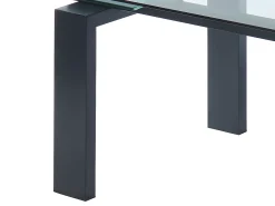 Mesa de comedor extensible LUBANA - Cristal templado, metal - negro