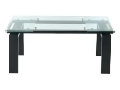Mesa de comedor extensible LUBANA - Cristal templado, metal - negro