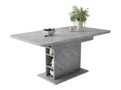 Mesa de comedor extensible, con almacenaje, diseño moderno, aglomerado, hormigón, (L93xP59,5xH9 cm)