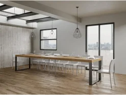 Mesa de comedor extensible tiroz-Color Blanco-Base y soporte con ruedas-Alargaderas -Ancho extensible