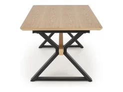 Mesa de comedor extensible 180 - 300 cm en madera natural con patas de metal negro HENRY