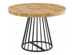 Mesa de comedor extensible 2 a 12 comensales de MDF y acero - Natural y negro - FIRELA