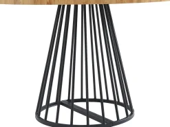 Mesa de comedor extensible 2 a 12 comensales de MDF y acero - Natural y negro - FIRELA