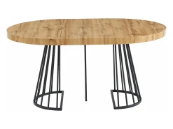 Mesa de comedor extensible 2 a 12 comensales de MDF y acero - Natural y negro - FIRELA