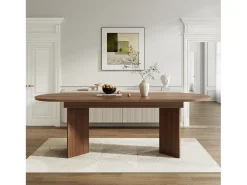 Mesa de comedor extensible 160-200×90×75 cm - para 6-8 personas - esquinas redondeadas - tablero grueso - MDF - marrón