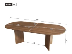 Mesa de comedor extensible 160-200×90×75 cm - para 6-8 personas - esquinas redondeadas - tablero grueso - MDF - marrón
