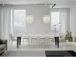Mesa de comedor extensible Flavio-Color Blanco-Soporte 4 pies-Alargaderas -Ancho extensible