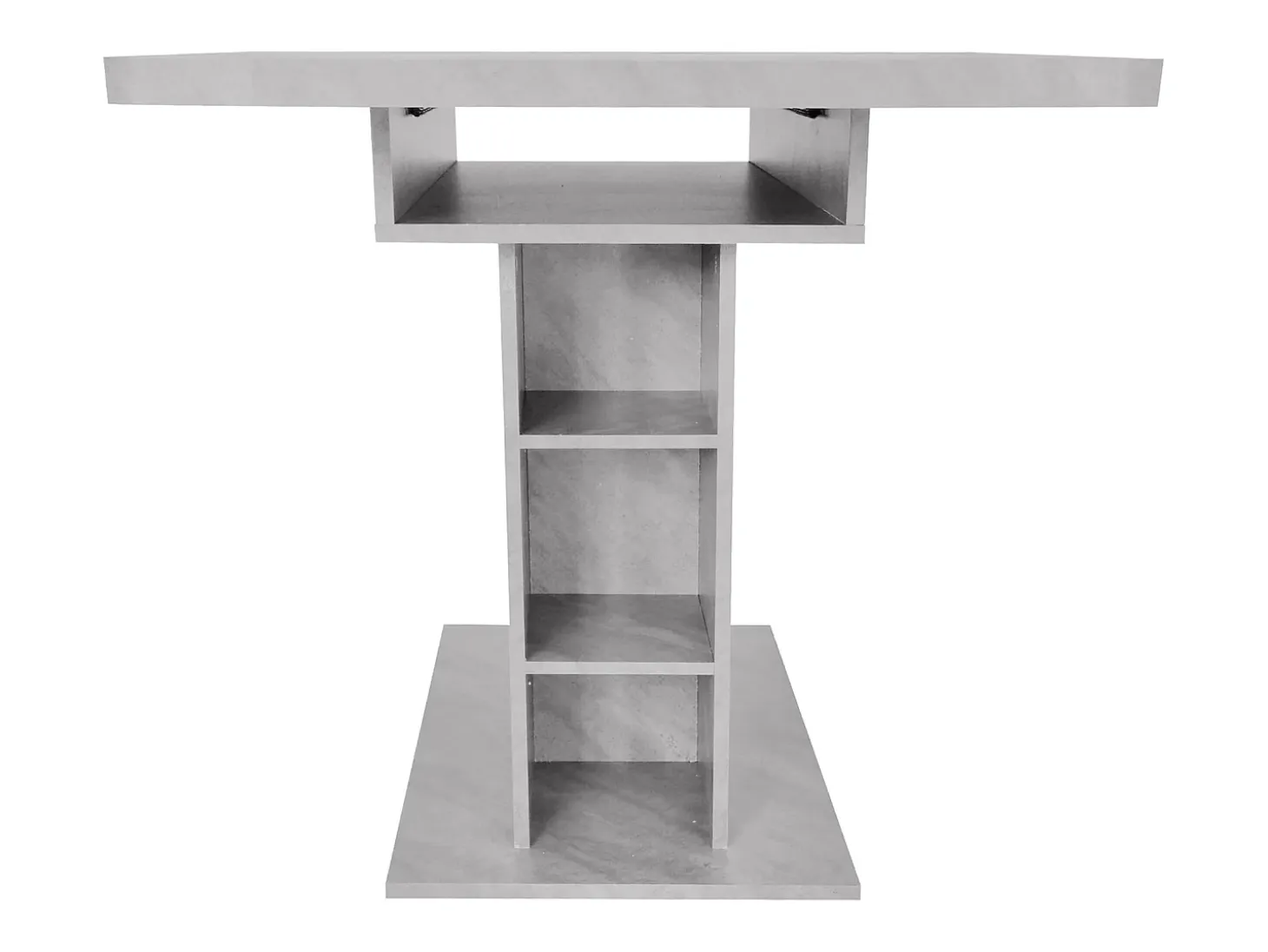 Mesa de comedor extensible para 4-6 personas 130x70cm en tablero de partículas con almacenaje, chapa de mármol gris