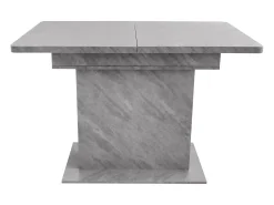 Mesa de comedor extensible para 4-6 personas 130x70cm en tablero de partículas con almacenaje, chapa de mármol gris
