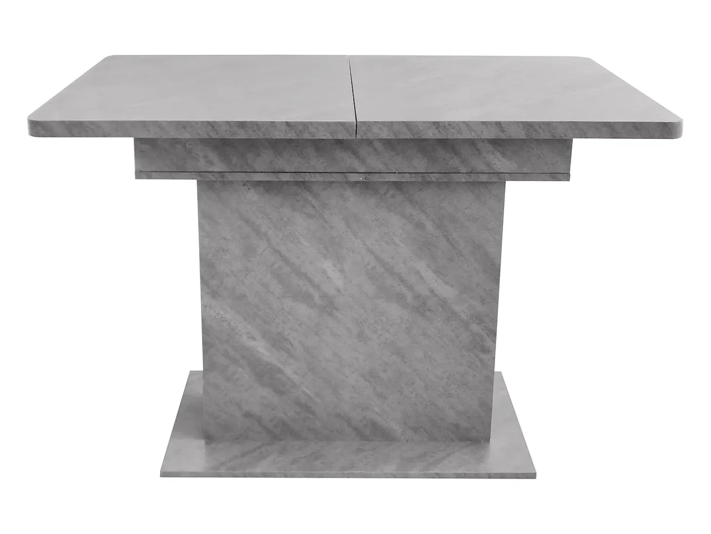 Mesa de comedor extensible para 4-6 personas 130x70cm en tablero de partículas con almacenaje, chapa de mármol gris