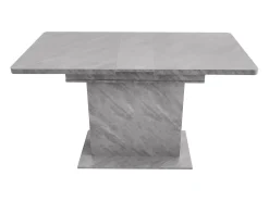 Mesa de comedor extensible para 4-6 personas 130x70cm en tablero de partículas con almacenaje, chapa de mármol gris