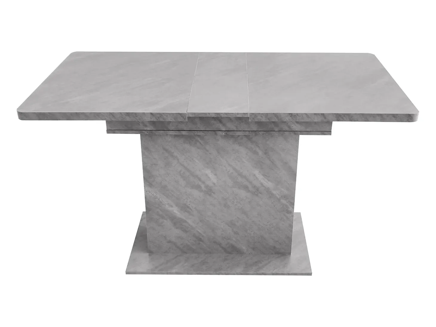 Mesa de comedor extensible para 4-6 personas 130x70cm en tablero de partículas con almacenaje, chapa de mármol gris