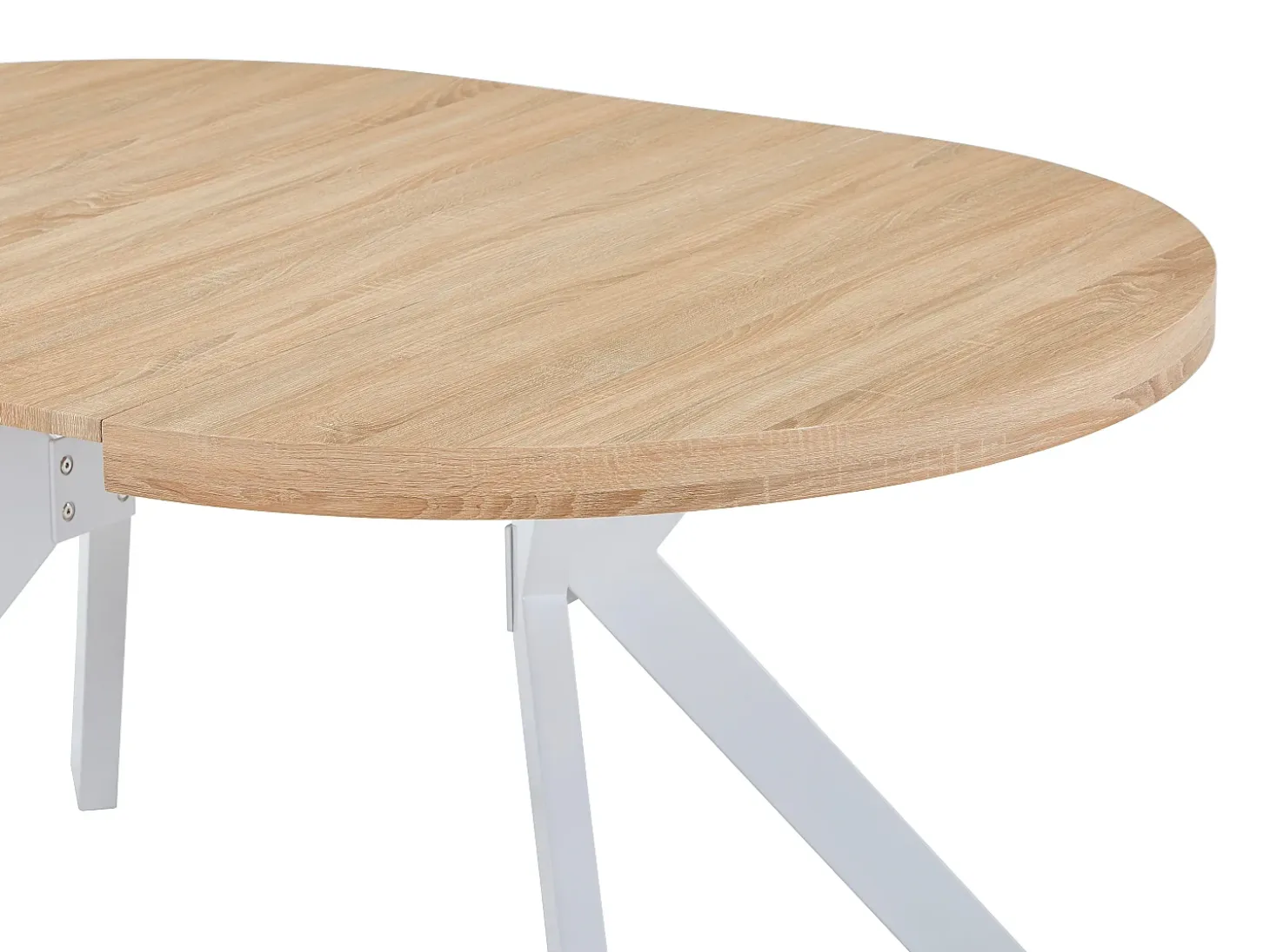 Mesa de comedor extensible para 4 a 8 personas en MDF y acero - Natural y blanco - KOMONI