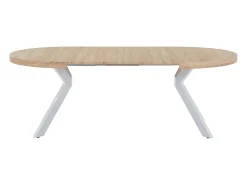 Mesa de comedor extensible para 4 a 8 personas en MDF y acero - Natural y blanco - KOMONI