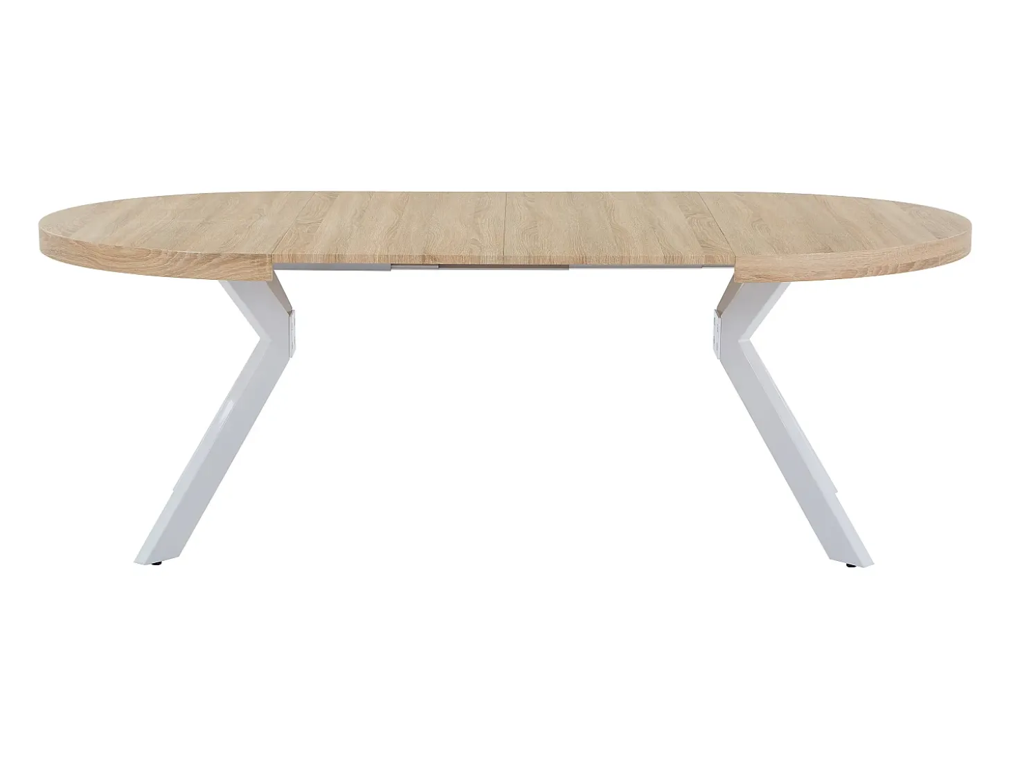Mesa de comedor extensible para 4 a 8 personas en MDF y acero - Natural y blanco - KOMONI