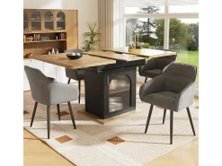 Mesa de comedor extensible (6-8 personas) - Con almacenamiento - MDF - 110/140 x 80 x 76 cm