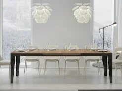 Mesa de comedor extensible evolución Flavio-Color Natural-Ancho extensible