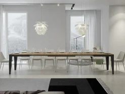 Mesa de comedor extensible evolución Flavio-Color Natural-Ancho extensible