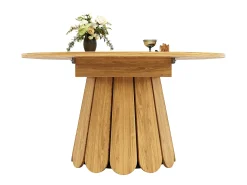 Mesa de comedor extensible redonda/ovalada, MDF, acabado madera natural (118x118x76cm)
