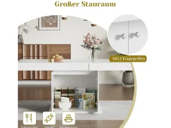 Mesa de comedor extensible con almacenaje, función automática, Aglomerado, Blanco, (140/180x80x76 cm)