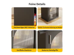 Mesa de comedor extensible para 4 a 6 personas con 1 puerta - 110/140 x 80 x 76 cm - Madera MDF - para cocina y salón - Natural + Negro