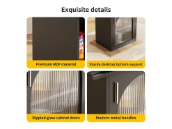 Mesa de comedor extensible para 4 a 6 personas con 1 puerta - 110/140 x 80 x 76 cm - Madera MDF - para cocina y salón - Natural + Negro