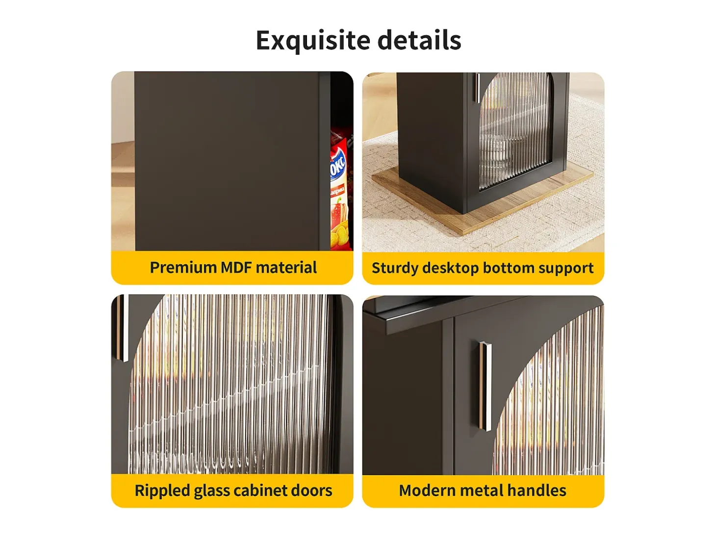 Mesa de comedor extensible para 4 a 6 personas con 1 puerta - 110/140 x 80 x 76 cm - Madera MDF - para cocina y salón - Natural + Negro