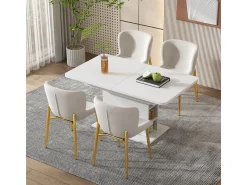 Mesa de comedor extensible con espacio de almacenamiento, moderna y sencilla, de hierro, multifuncional, ahorra espacio, color blanco