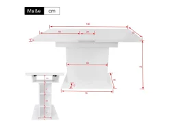 Mesa de comedor extensible con espacio de almacenamiento, moderna y sencilla, de hierro, multifuncional, ahorra espacio, color blanco