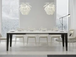 Mesa de comedor extensible evolución Flavio-Color Blanco-Ancho extensible