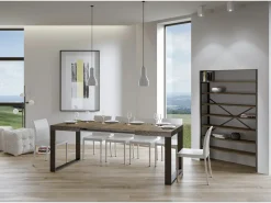Mesa de comedor extensible tiroz-Color Marrón-Soporte 4 pies-Alargaderas -Ancho extensible