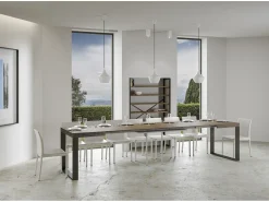 Mesa de comedor extensible tiroz-Color Marrón-Soporte 4 pies-Alargaderas -Ancho extensible