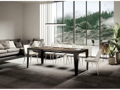 Mesa de comedor extensible evolución Flavio-Color Natural-Ancho extensible