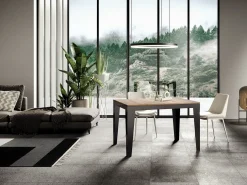 Mesa de comedor extensible evolución Flavio-Color Natural-Ancho extensible