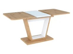 Mesa de comedor extensible Lewis 120-160 cm roble y blanco mate