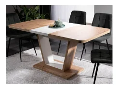Mesa de comedor extensible Lewis 120-160 cm roble y blanco mate