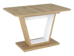Mesa de comedor extensible Lewis 120-160 cm roble y blanco mate