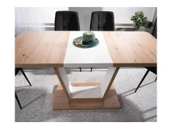 Mesa de comedor extensible Lewis 120-160 cm roble y blanco mate