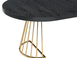 Mesa de comedor extensible 2 a 12 comensales de MDF y acero - Negro y dorado - FIRELA