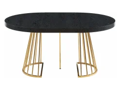 Mesa de comedor extensible 2 a 12 comensales de MDF y acero - Negro y dorado - FIRELA