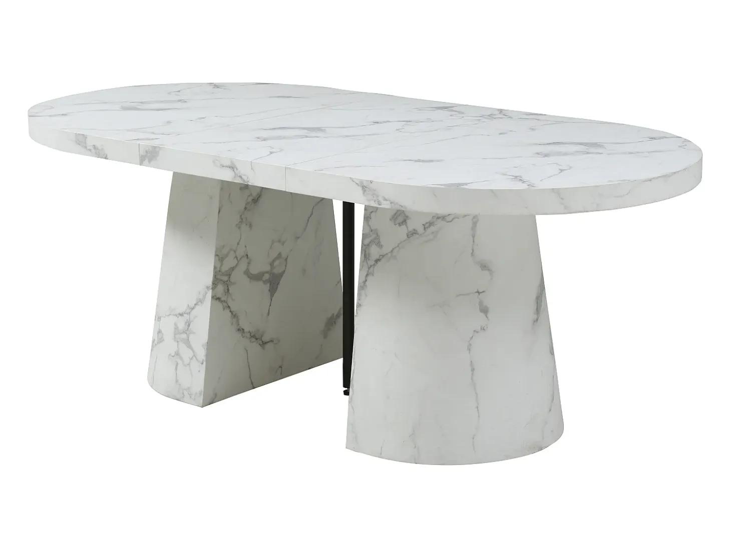 Mesa de comedor extensible de 6 a 12 personas en MDF - Efecto mármol blanco - CLOEVA