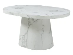 Mesa de comedor extensible de 6 a 12 personas en MDF - Efecto mármol blanco - CLOEVA