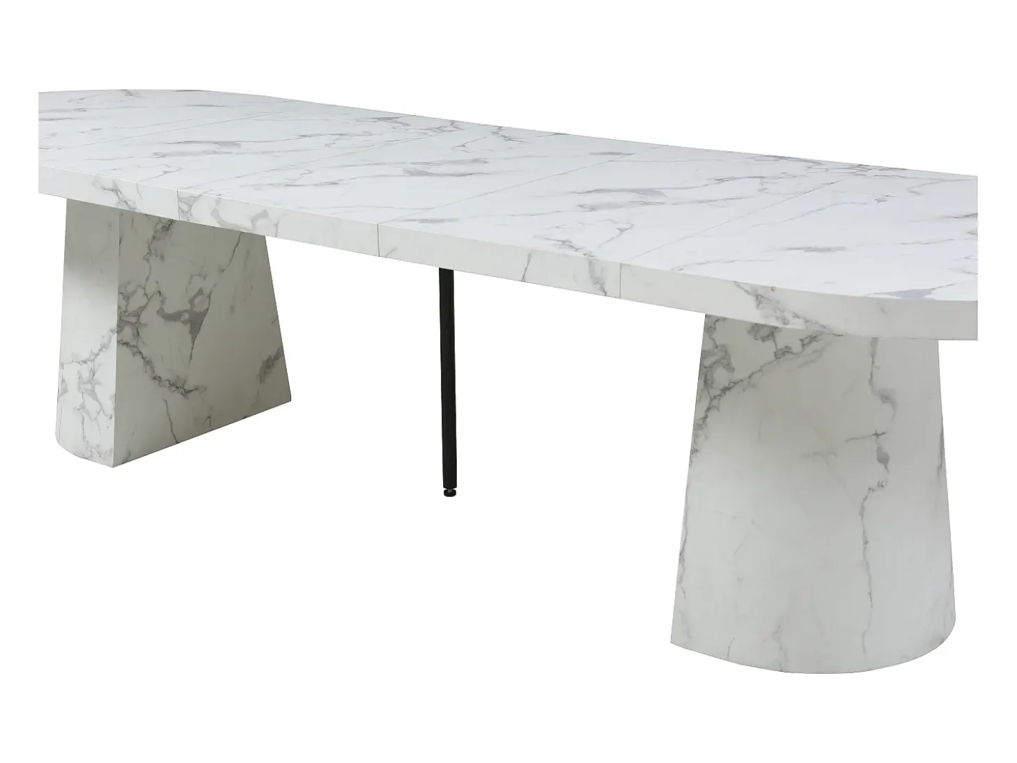 Mesa de comedor extensible de 6 a 12 personas en MDF - Efecto mármol blanco - CLOEVA