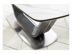Mesa de comedor extensible negra y mármol 160cm Vanda