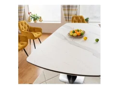 Mesa de comedor extensible negra y mármol 160cm Vanda