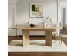 Mesa de comedor extensible 120-160×80×75,5 cm - para 4-6 personas - esquinas redondeadas - tablero grueso - MDF - natural