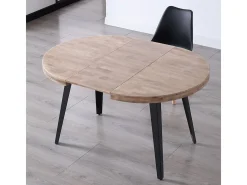 Mesa de comedor extensible Berg diseño redondo roble honey/negro 76x120-160-200x120 cm Adec