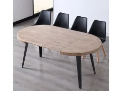 Mesa de comedor extensible Berg diseño redondo roble honey/negro 76x120-160-200x120 cm Adec