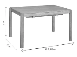 Mesa de comedor extensible rectangular nórdica con acabado en nogal 125-238 cm AGALI